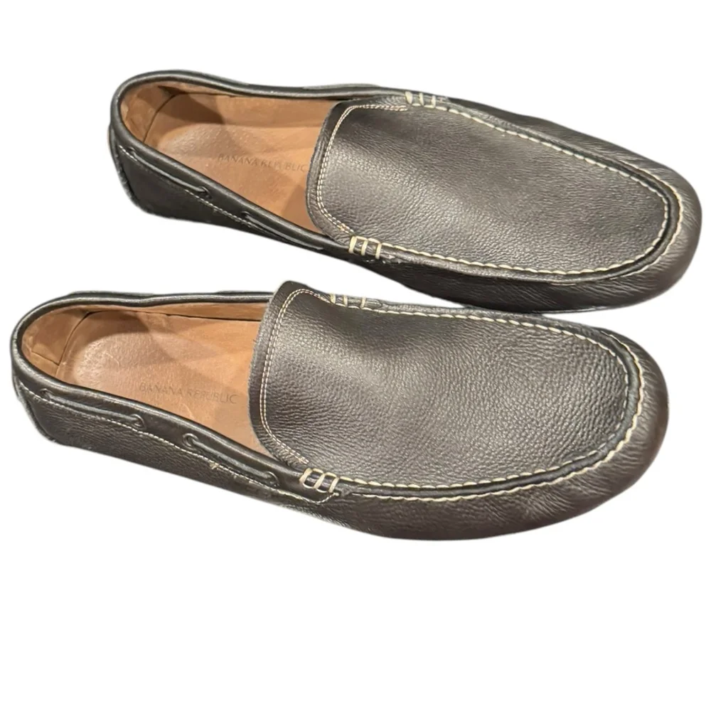 Banana Republic Men’s Leather Driving Loafers 11.5M Black Moccasin Slip-On Shoe